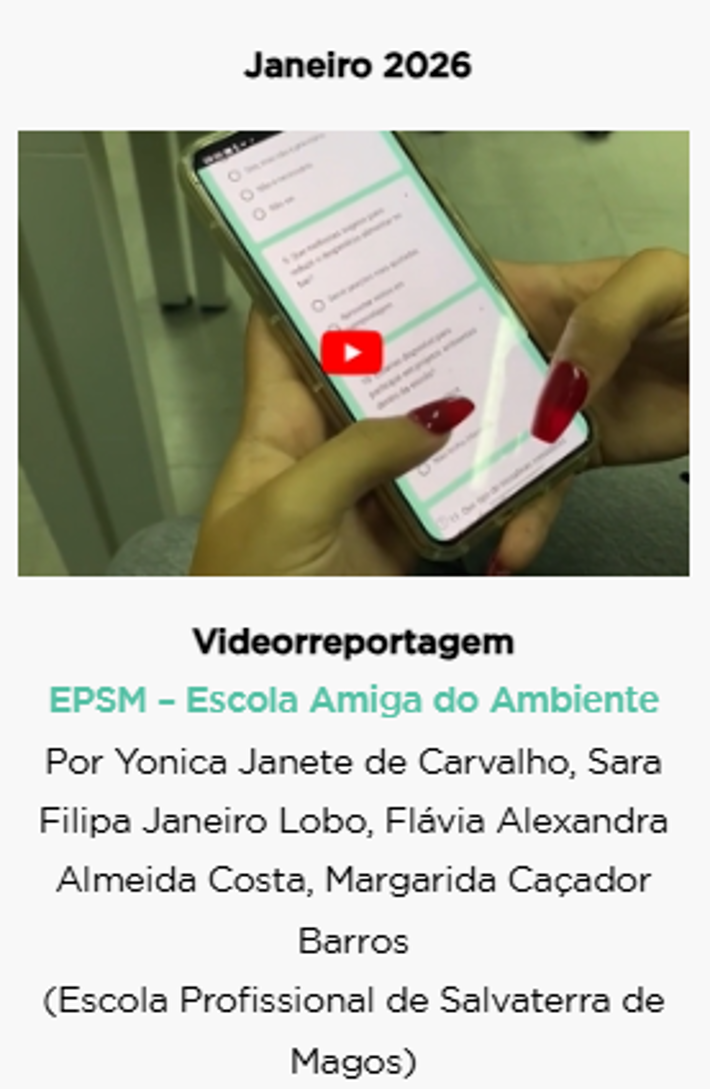 Videorreportagem EPSM premiada  pelos Jovens Reportéres para o Ambiente